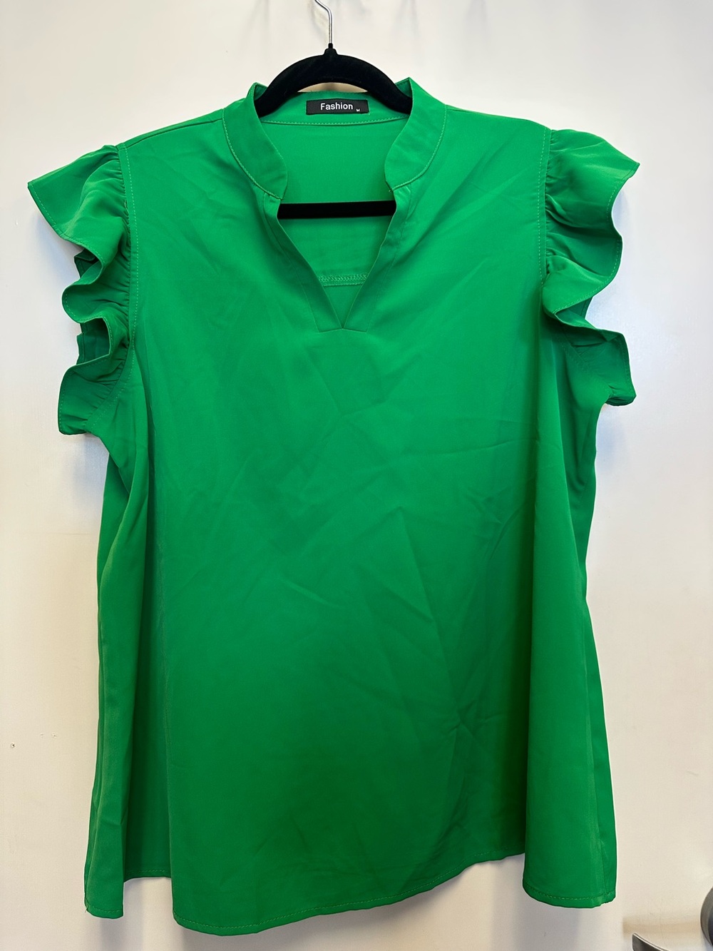 Bright Green Ruffle Sleeve Blouse